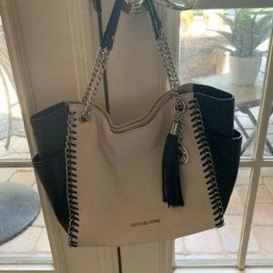 Michael Kors Black & White soft leather & metal trim Shoulder Handbag
